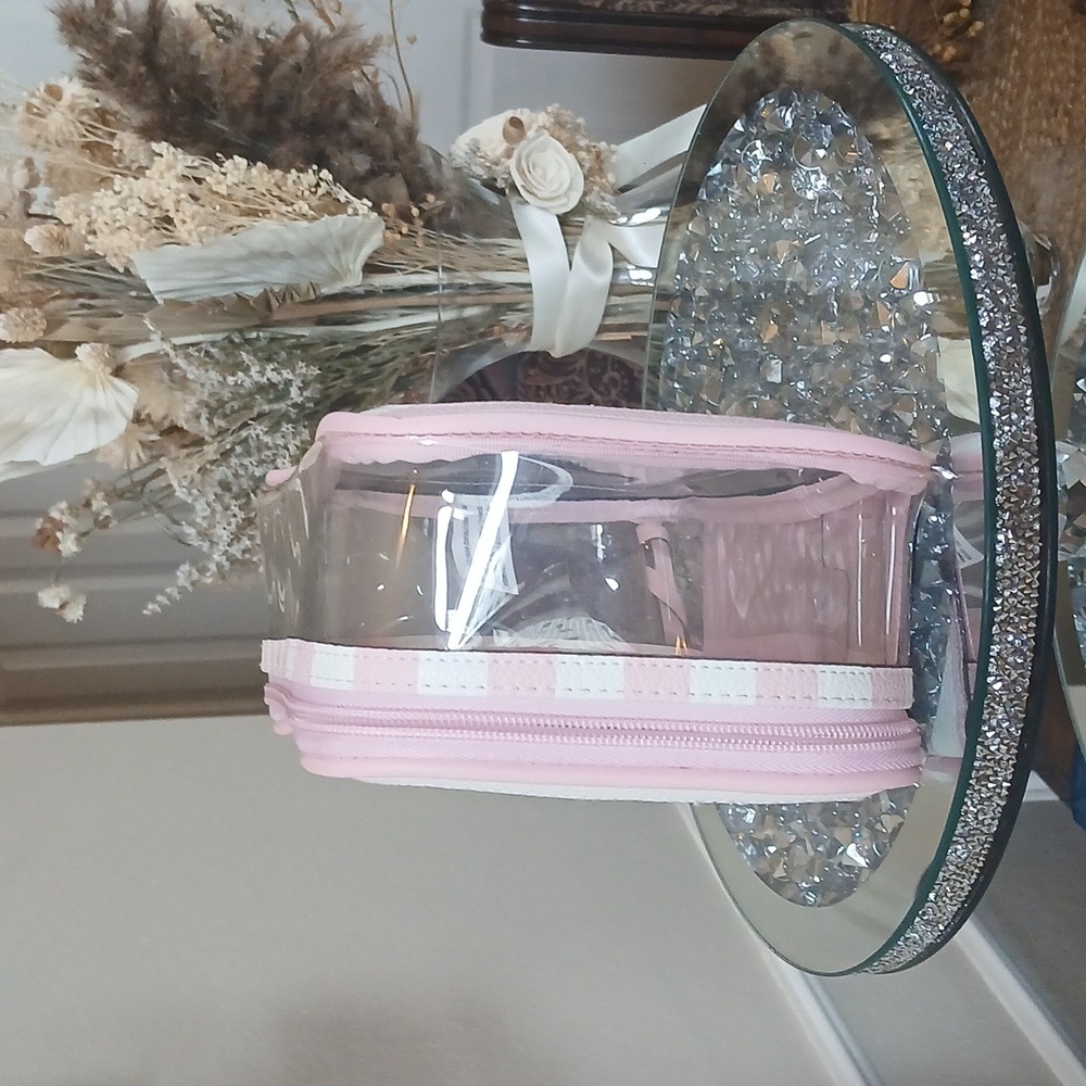 Victoria's Secret Heritage Stripes Pink Cosmetics Travel Bag - Picture 9 of 17